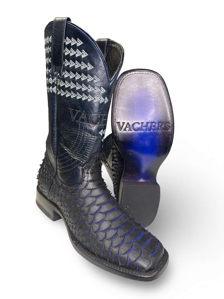 Bota Vaquera Print Piton Azul Para Caballero