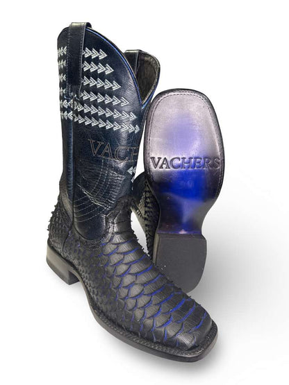 Bota Vaquera Print Piton Azul Para Caballero