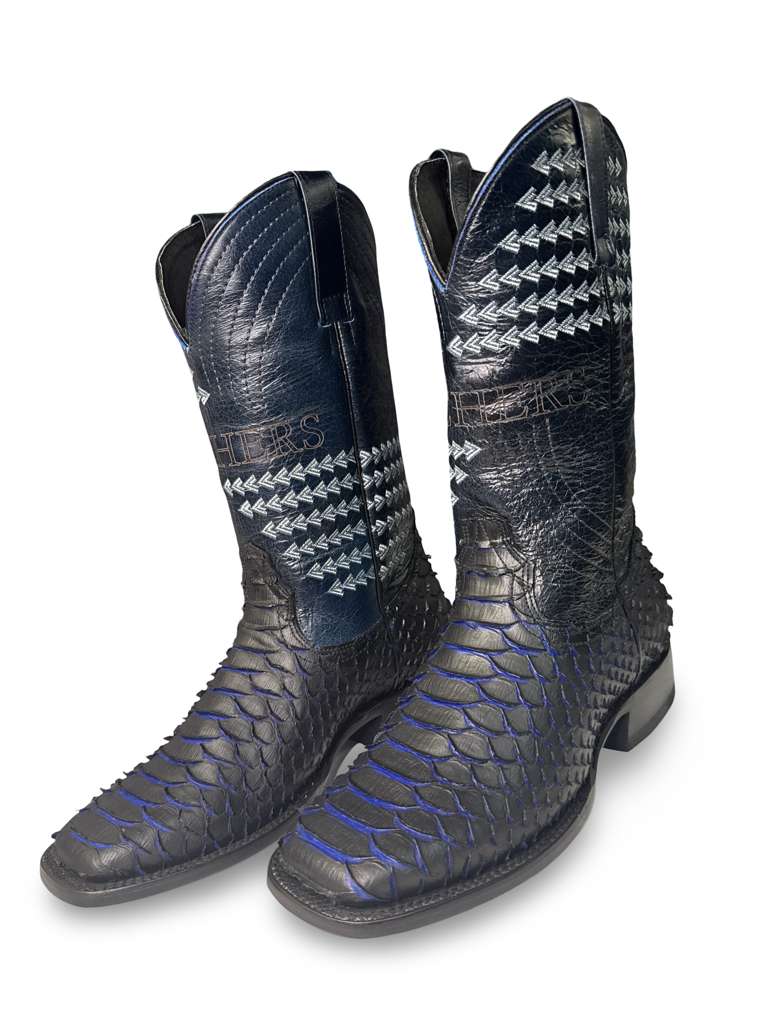 Bota Vaquera Print Piton Azul Para Caballero