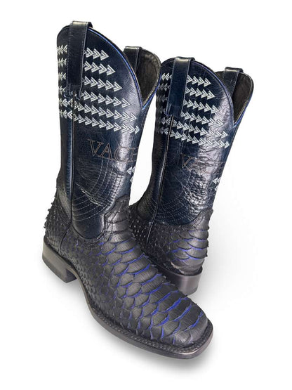 Bota Vaquera Print Piton Azul Para Caballero