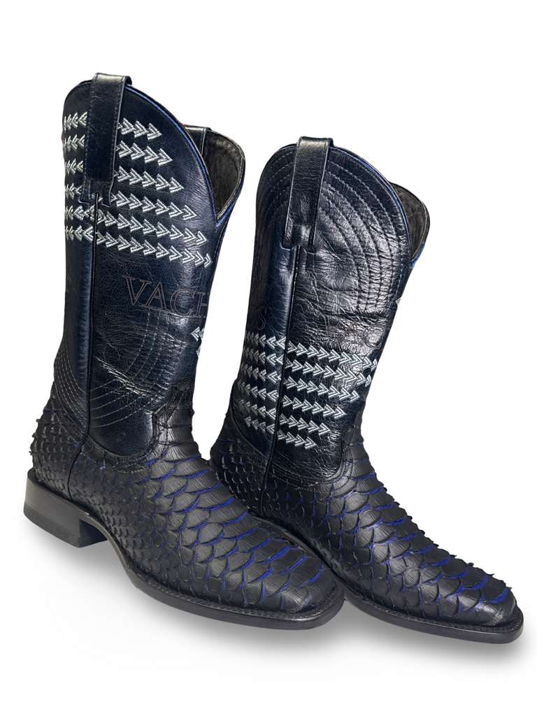 Bota Vaquera Print Piton Azul Para Caballero